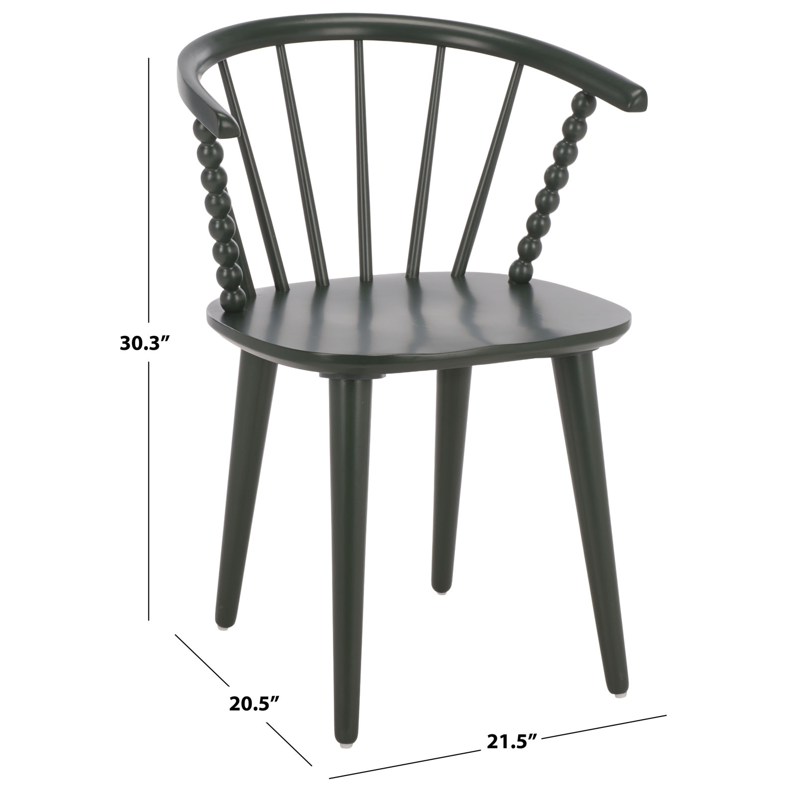 Paras Curved Back Wood Dining Chair, Garden Green