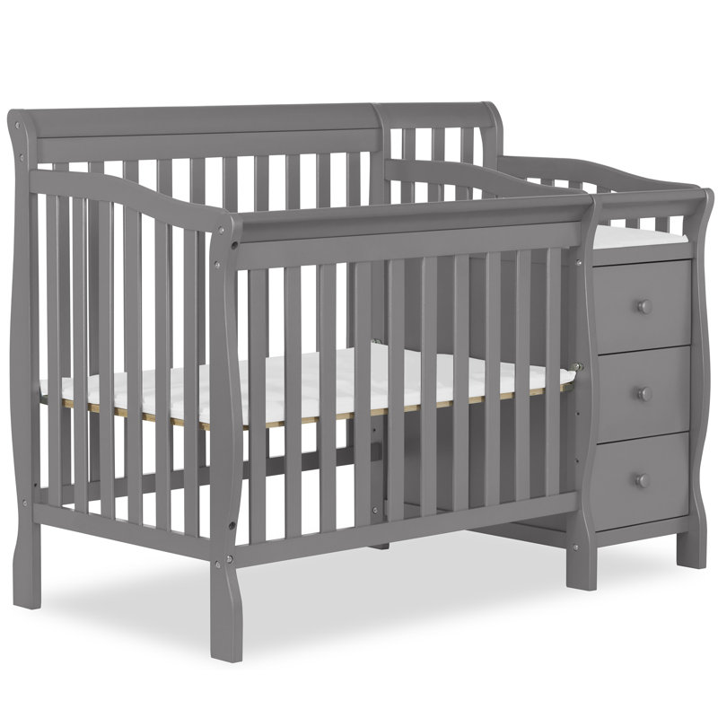 Storm Gray 4-in-1 Mini Convertible Crib with Changer