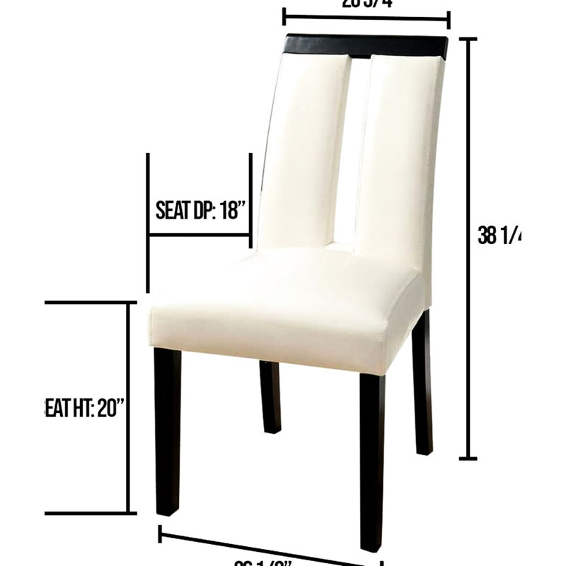Ensemble de 2 chaises de salle à manger contemporaines, blanc et noir, rembourrées, avec dossier à fente, blanc moderne