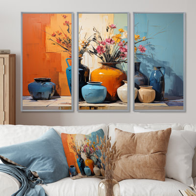 «Blue Italian Pottery Expressions - Boho Pottery», art mural