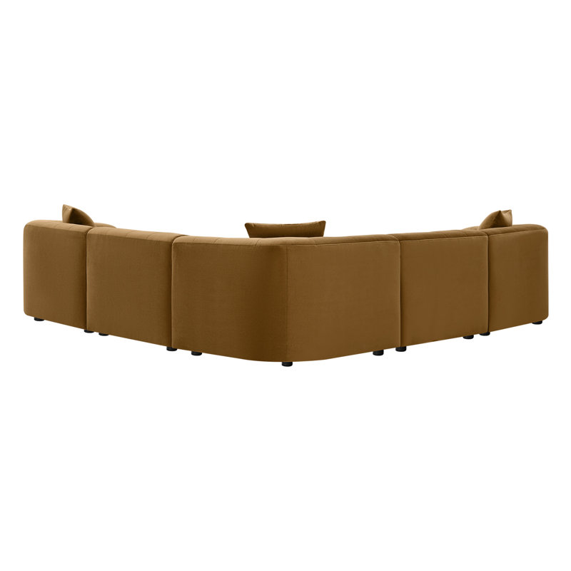 Canapé modulaire 5 pièces avec coussins réversibles Augustine, Yellow Performance Velvet