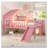 House Loft Bed with Slide,Playhouse Bed with Star Moon-shaped Designs and Window, Chic Design with LED Lights-462538195-462538194