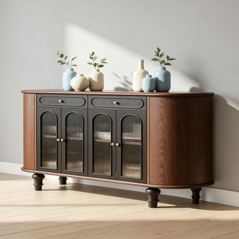 Buffet rétro de style français, H 36,22 po x l 70,86 po x P 15,74 po