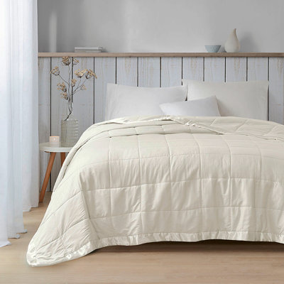 Lightweight Blanket With Satin Trim