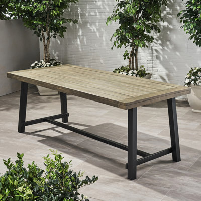 Outdoor Dining Table In Modern Industrial Chic - Wood, Grey+Black With Design Wood Construction
