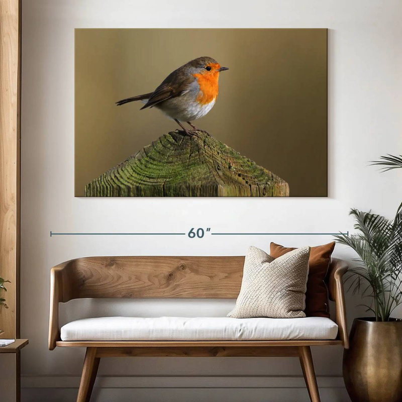 Bird Standing On Wood Post, 34" H x 51" W