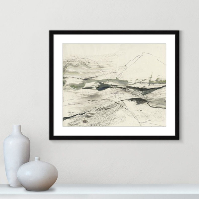 " Green Sketches " by PI Studio, Blanc, H 21,5 po x l 25,5 po x P 1,25 po, Cadre noir encadré