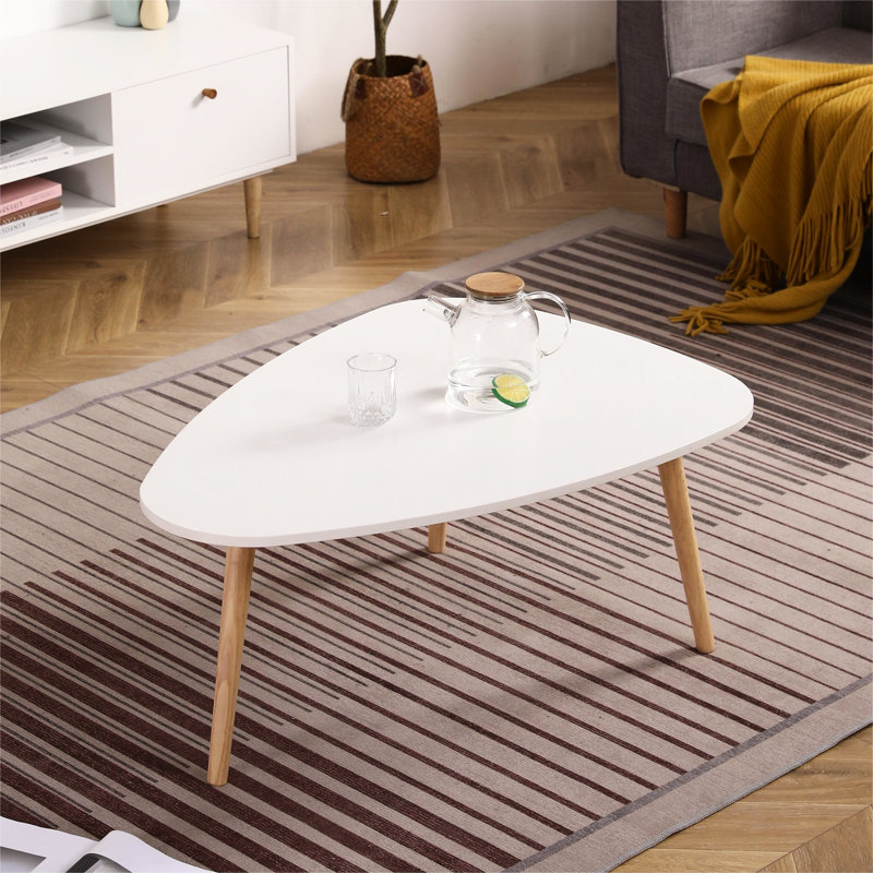 Oval Coffee Table 900, White + Oak, Stylish For Everyday Use Modern Spacious Living Room Piece