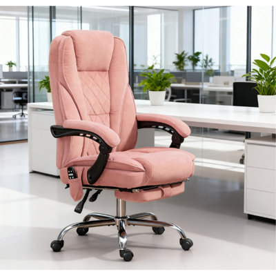 Fauteuil de bureau de massage inclinable et chauffant avec hauteur réglable et repose-pieds