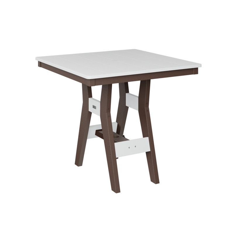 Harbor Outdoor Square Dining Table, 30.37" H x 33" W x 33" D, Chocolate Brown, White