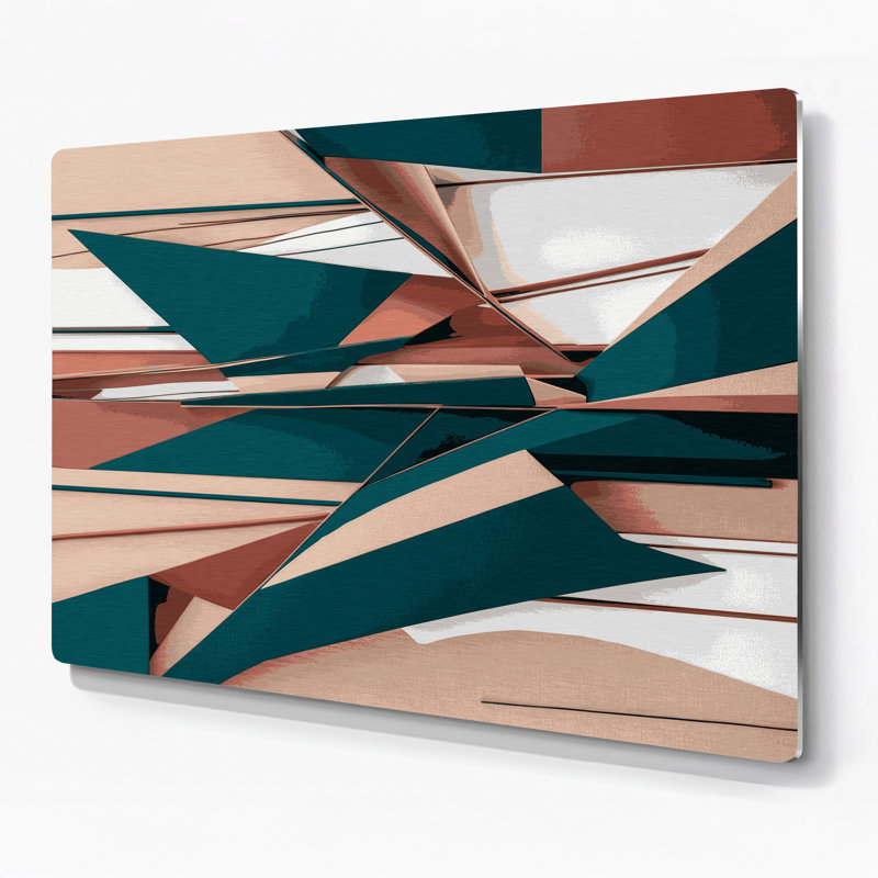 «Geometric Abstraction 64», art mural en métal gris, H 11 po x l 14 po