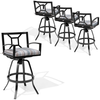 Tabourets de bar pivotants en aluminium avec coussin Sunbrella