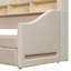 Lit de jour en velours beige avec accoudoirs à DEL et mur de rangement-301813941