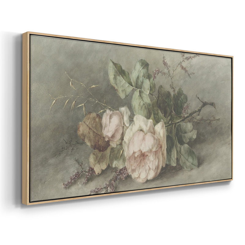 Botanical Series-CDXLI- Toile tendue avec châssis tendue, prête à être accrochée, H 21 po x l 41 po, Naturel