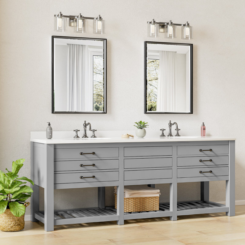 Lohoski Rectangle Beveled Bathroom Vanity Mirror with Thin Aluminum Frame, Matte Black, 32" x 24"