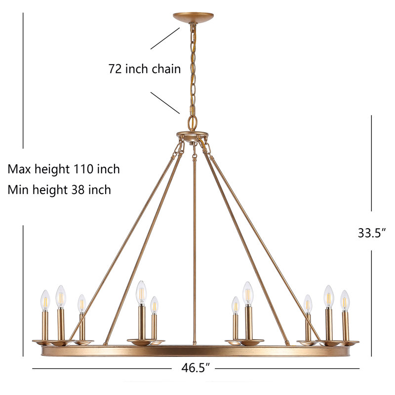 Natividad 10 - Light Chandelier, Gold Painted, 10 Lights