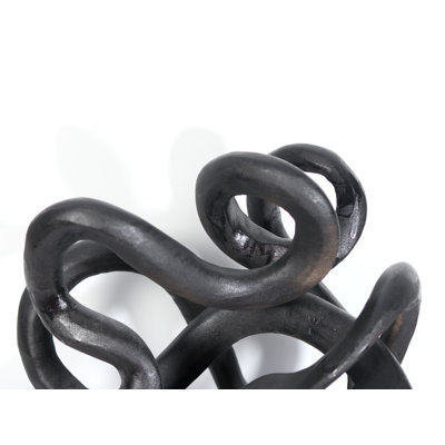 Sculpture abstraite en pierre noire mate, décor décoratif asymétrique moderne pour console