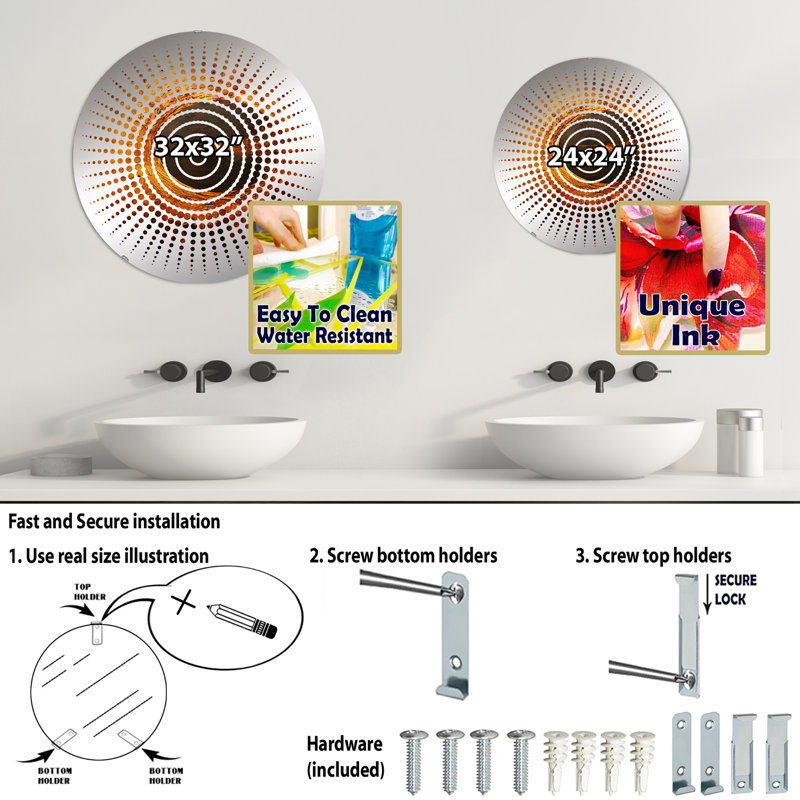  Miroir mural Sun, H 23,6 po x l 23,6 po, Boukhari 