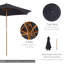 Kinser 2.5m Wood Garden Parasol Sun Shade with Vent 38mm Pole-15973120