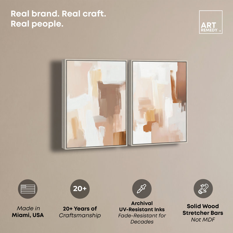 «Neutral Harmony Set», reproduction d'art sur toile par Art Remedy, H 30 po x l 20 po, Encadrement argenté