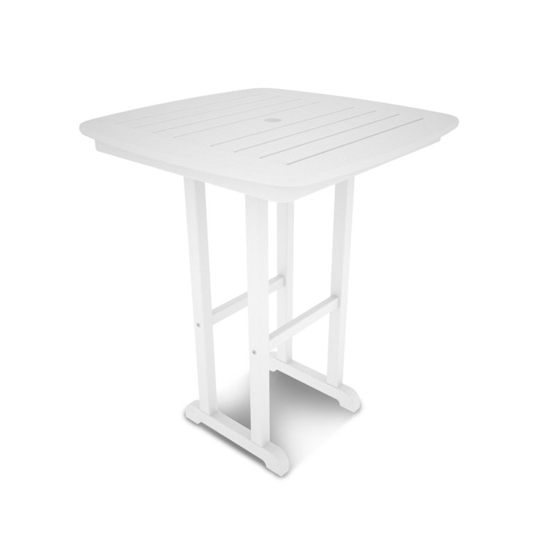 POLYWOOD Nautical 31" Counter Table, White, 37"H x 31"W x 31"D