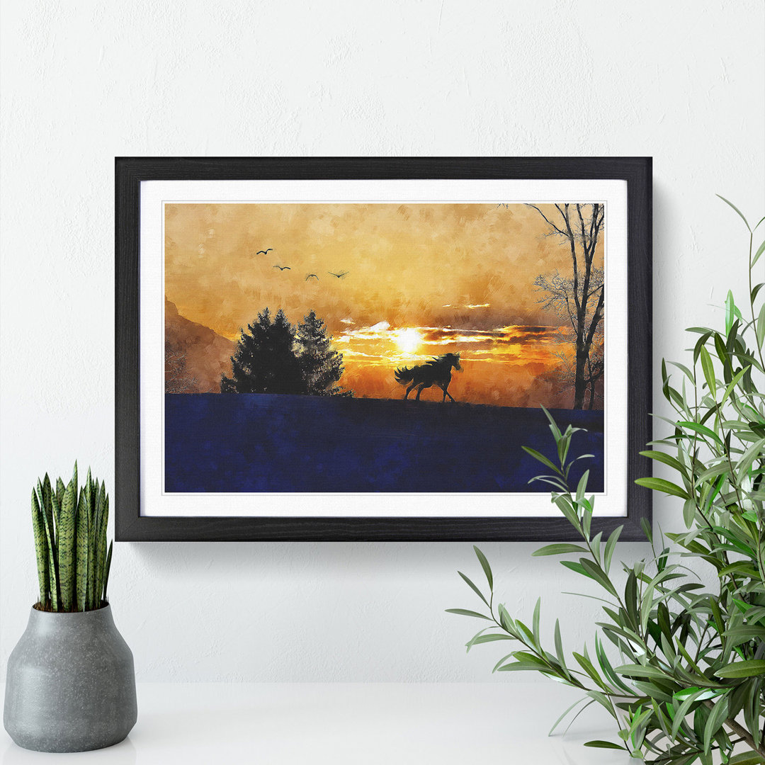 Wild Horse at Sunset Vol.2 - Picture Frame Painting