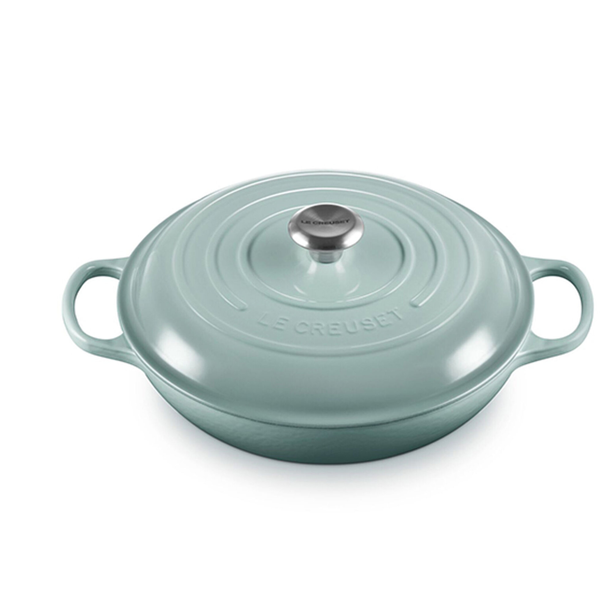 Le Creuset Signature Enameled Cast Iron Braiser with Lid, Sea Salt, 3.5 quarts