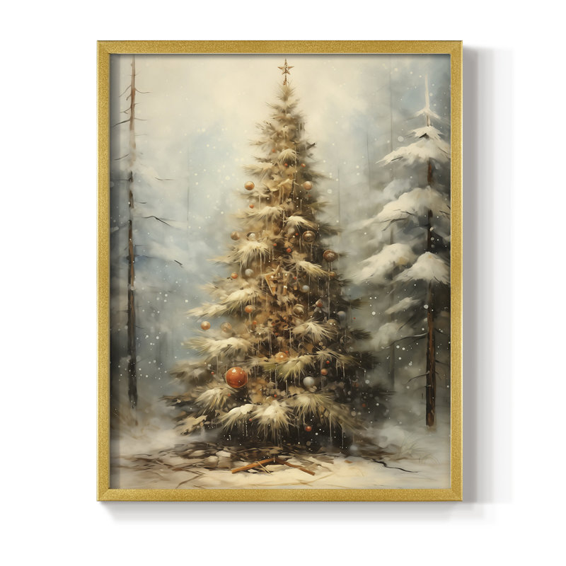«Christmas Holiday Art», reproduction encadrée en bois massif, H 30 po x l 24 po, Doré