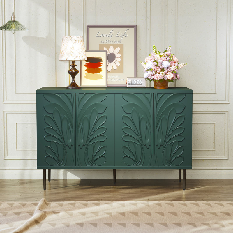 Buffet 48 "avec motif de fleurs 3D, Vert