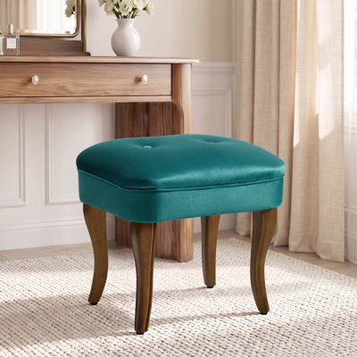 18.5" Upholstered Vanity Stool with Solid Wood Legs
