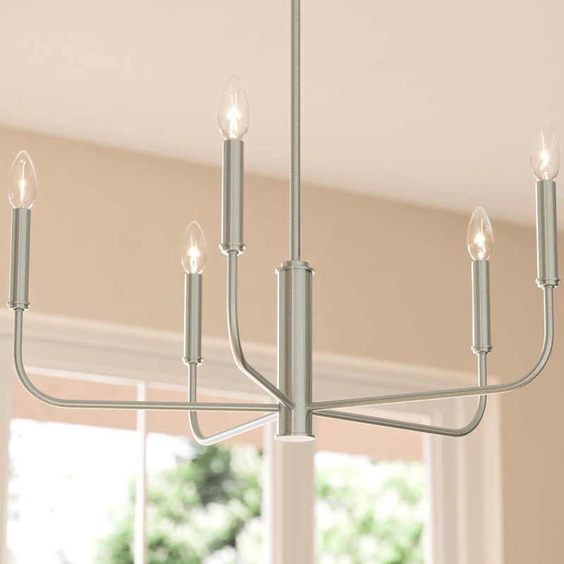 Reines 5-Light Brushed Nickel Medium Chandelier, Brushed Nickel, 5