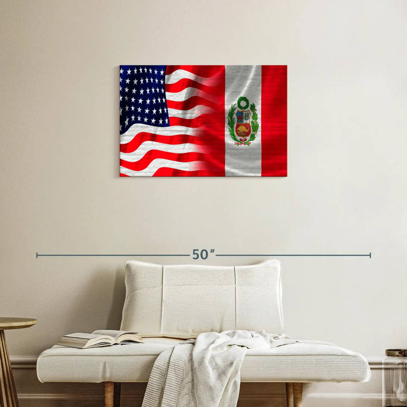 Drapeaux de Borges, Pérou et États-Unis, H 20 po x l 30 po