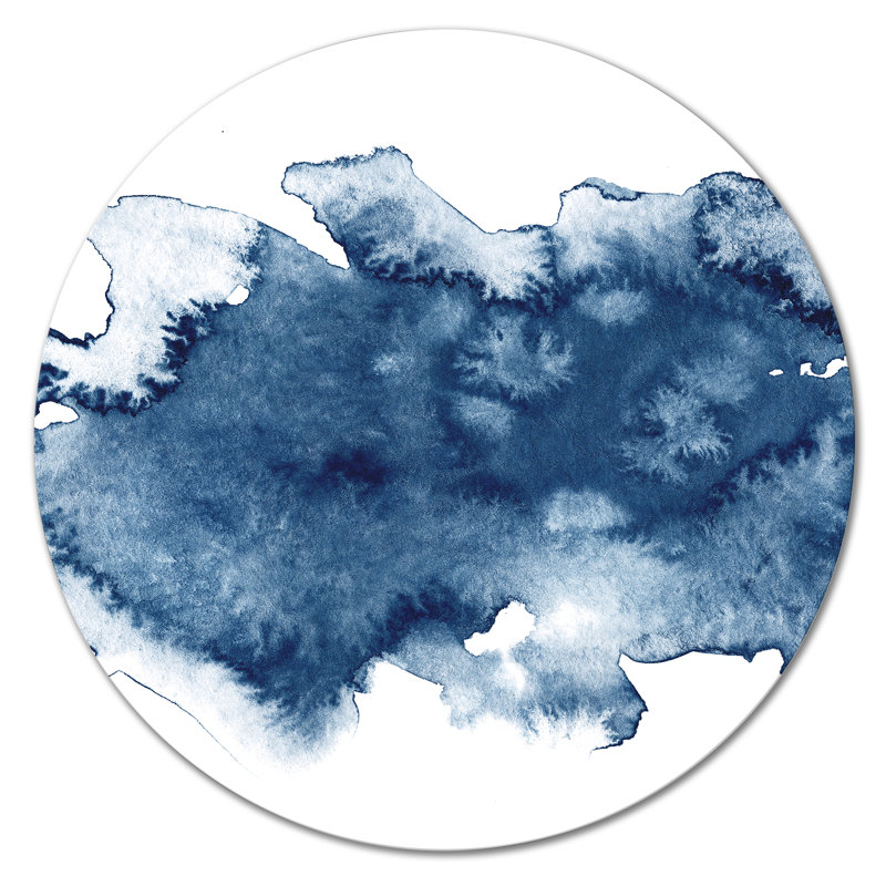 Abstrait bleu classique II - Cercle moderne en métal, art mural, null