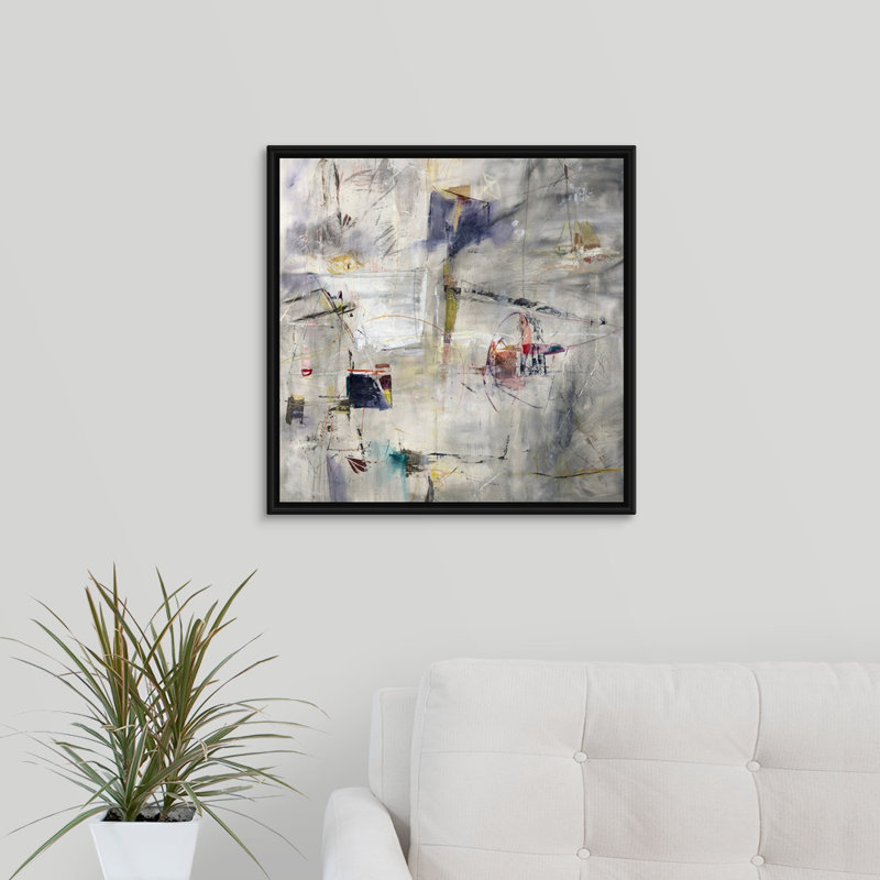 « camping », peinture sur toile, H 21,7 po x l 21,7 po x P 1,75 po, Cadre flottant noir