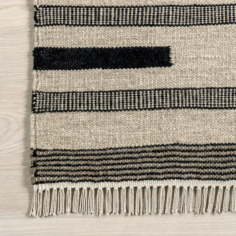Tapis noir en laine Brooklyn, Rectangle de 5 pi x 8 pi