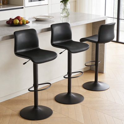 Lolar Swivel Bar Stools Set, Counter Height Bar Stools with Back, Adjustable Bar Stools 24" to 32", Faux Leather Bar Stools for Kitchen Island