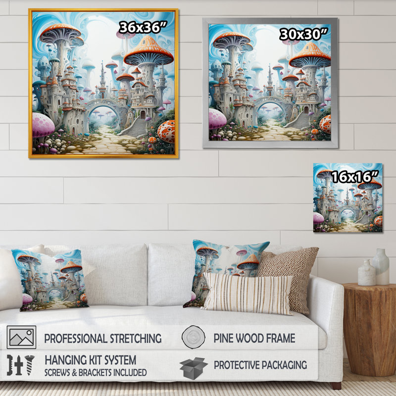 Imaginaire de la ville fantaisiste I - Art mural fantastique et science-fiction, Black Picture Framed, 30" H x 30" W