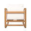 Méridienne d'extérieur, fauteuil club en bois d'acacia, siège surdimensionné avec ensemble de coussins blancs