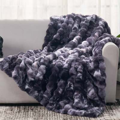 Soft Bubble Faux Fur Throw Blanket Luxury Plush Bedding Blankets for Couch, Bed, Gift