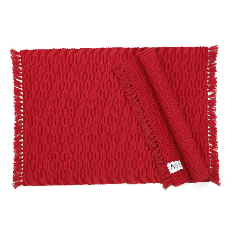 Wilhite Cotton Solid Colour Rectangle Placemat, Red