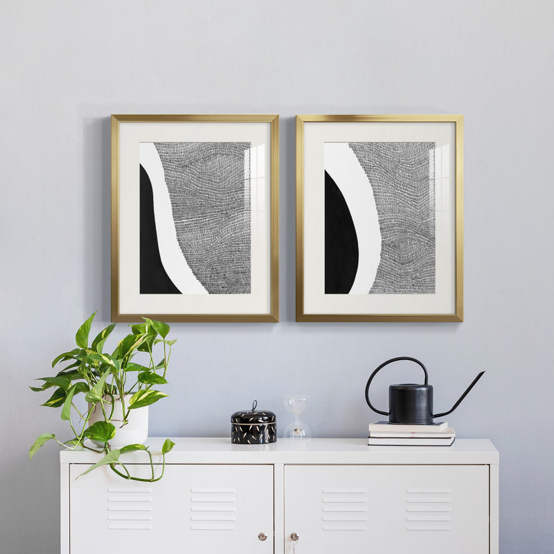 Noir et blanc abstrait I - reproduction encadrée de qualité supérieure - prête à être accrochée