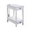 Table d'appoint blanche avec hublot - 2 tiroirs et 1 compartiment ouvert pour le rangement dans la chambre