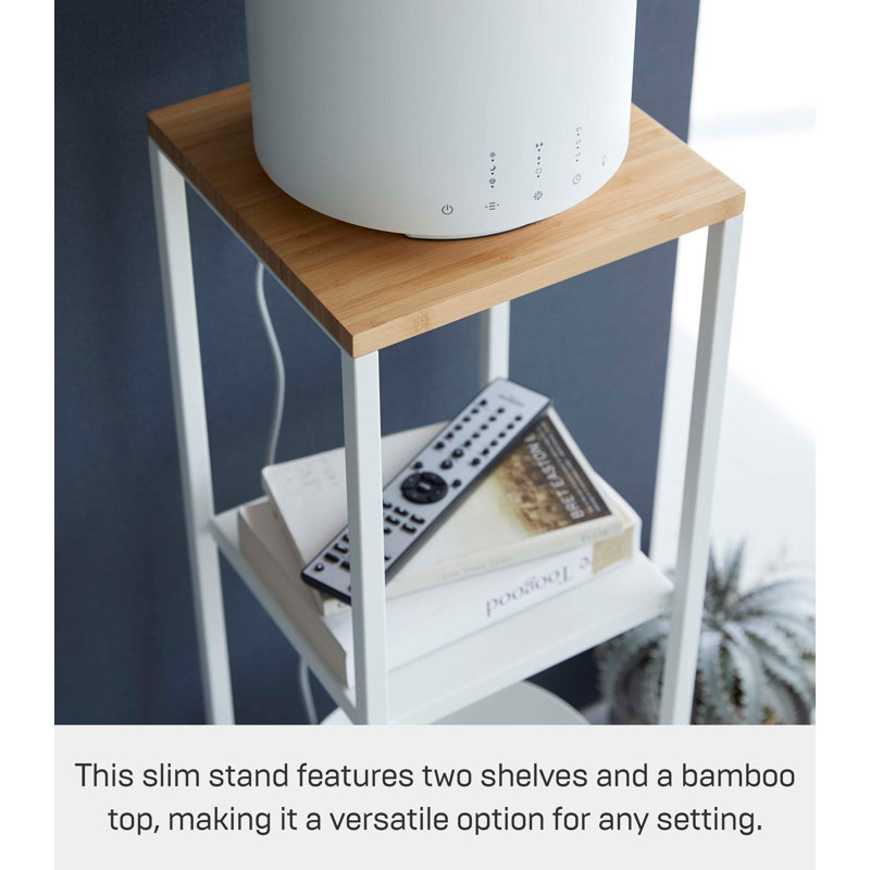 Solid Wood Pedestal End Table with Storage, Ash