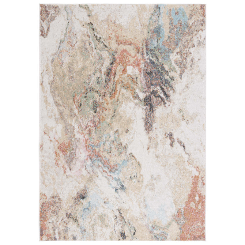Tapis ivoire / rouille Phoenix 504 Phoenix, Rectangle 4 pi 5 po x 6 pi 5 po
