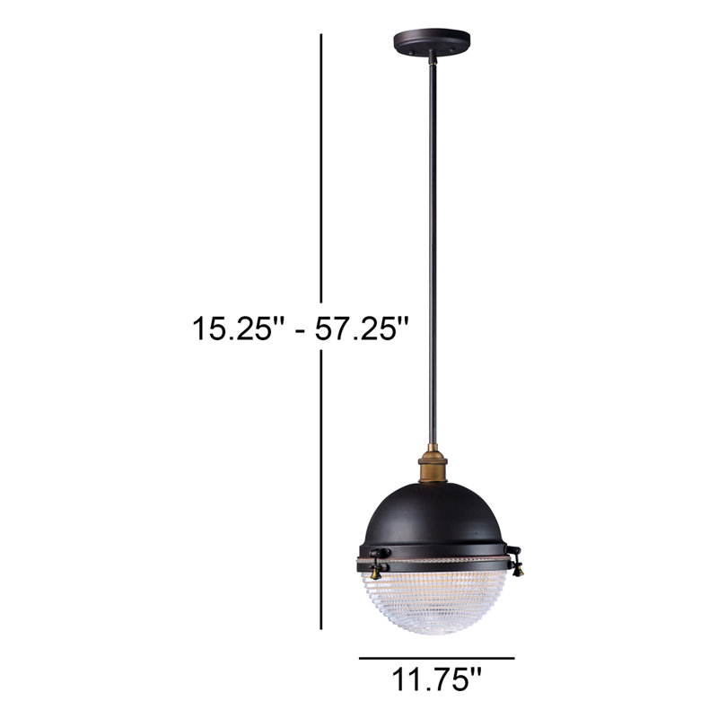 Luminaire suspendu d'extérieur 1 lumière en bronze huilé / laiton antique 13,25 po Pepperdine