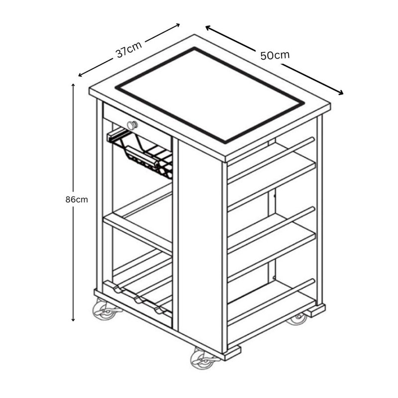 Huguetta Wood Bar Cart