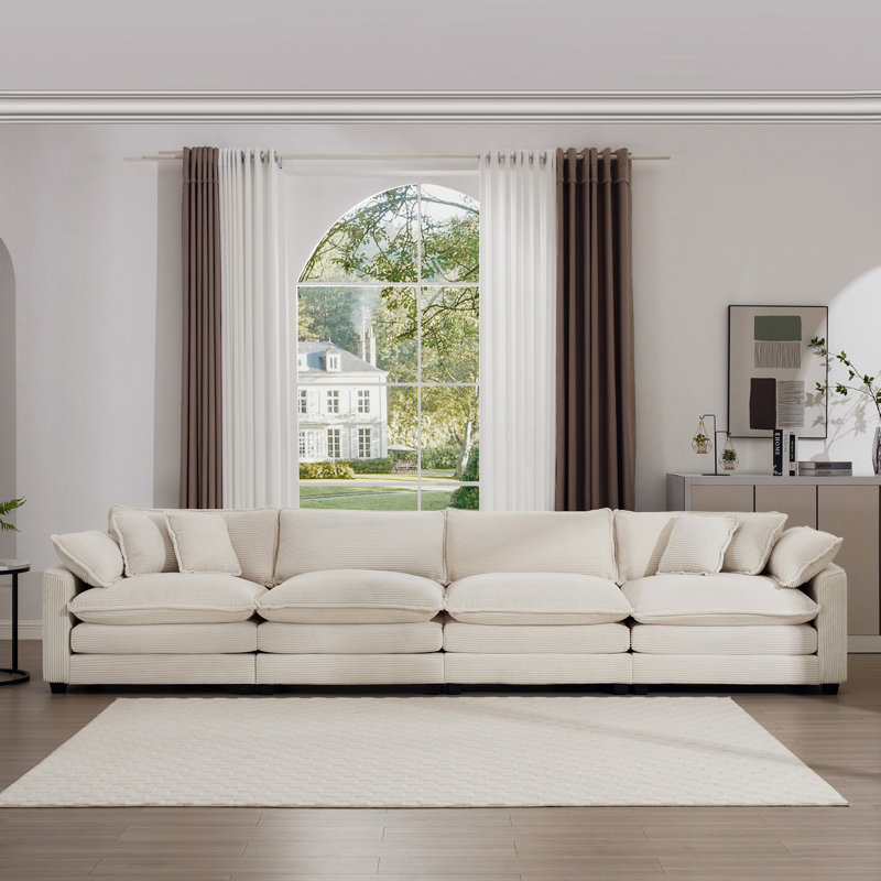 Canapé 4 places avec coussins Modern, Beige