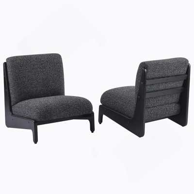 Living Moda Accent Chair Black With Solid Wood Frame, Set Of 2