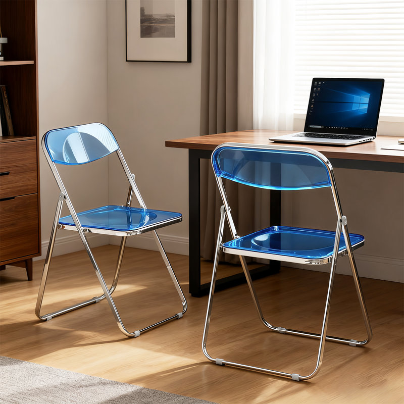 XUEGW - Ensemble de 6 chaises de salle à manger pliables en acrylique empilables avec structure portante stable, bleu, Bleu