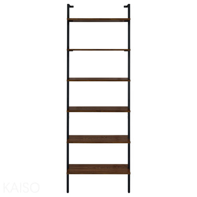 Christy Walnut Owens 96-Inch 6-Shelf Wall Bookshelf